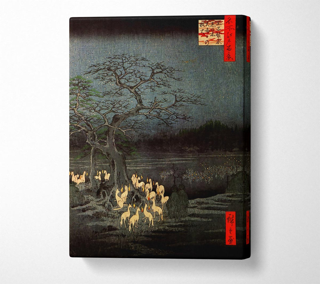  A Canvas Print of Hiroshige Fire Foxes Canvas Print