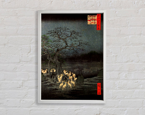 Hiroshige Fire Foxes Framed Print