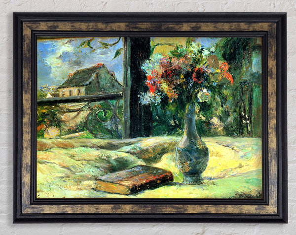 Gauguin Flower Vase In Window Framed Print