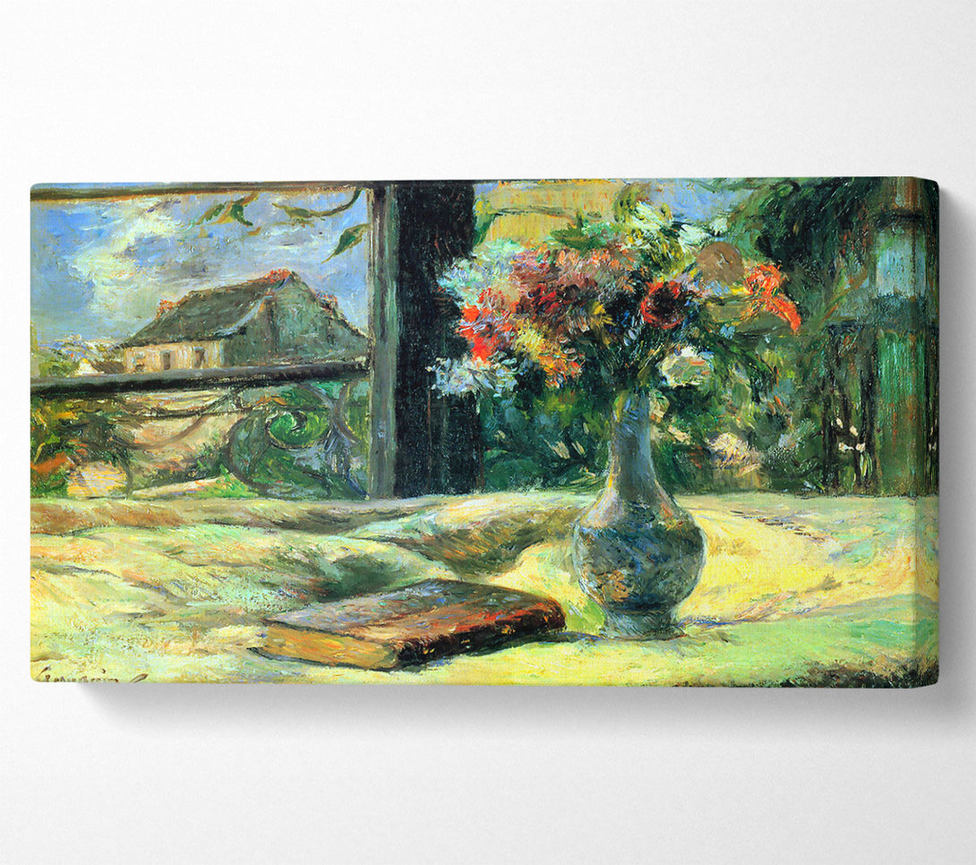  A Canvas Print of Gauguin Flower Vase In Window Canvas Wall Art