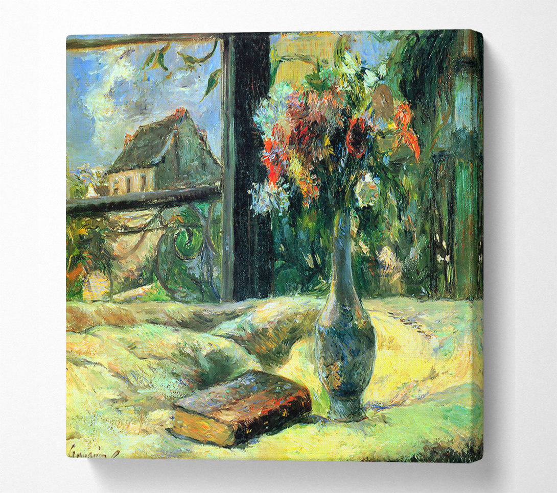  A Canvas Print of Gauguin Flower Vase In Window Canvas Wall Art