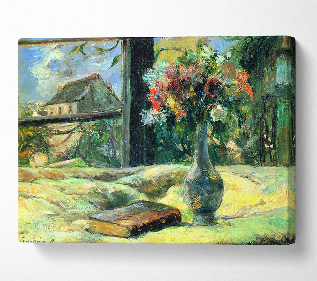  A Canvas Print of Gauguin Flower Vase In Window Canvas Wall Art