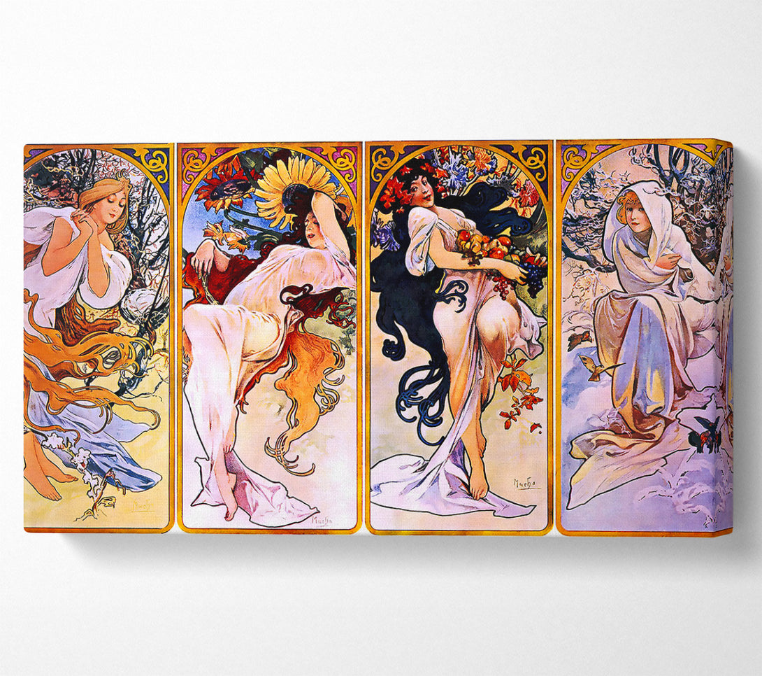  A Canvas Print of Alphonse Mucha Four Seasons Canvas Print