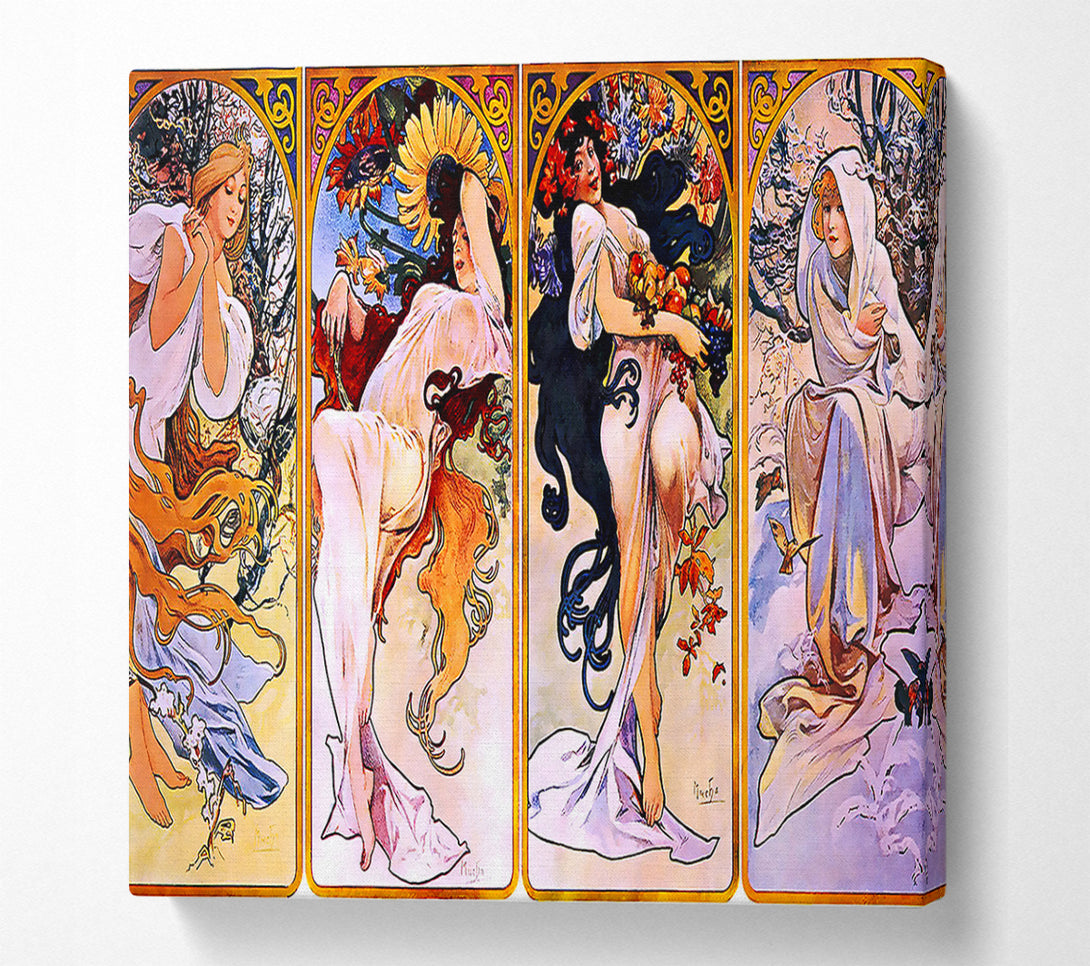  A Canvas Print of Alphonse Mucha Four Seasons Canvas Print