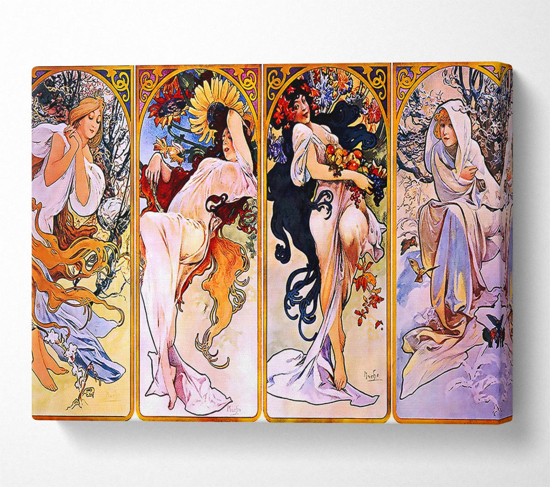  A Canvas Print of Alphonse Mucha Four Seasons Canvas Print