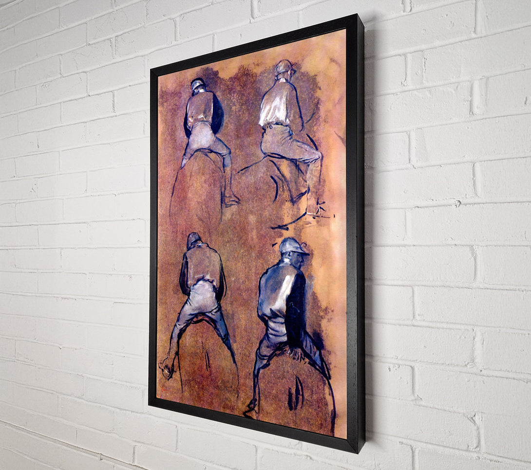  A Canvas Print of Degas Four Studies Of Jockeys Canvas Art