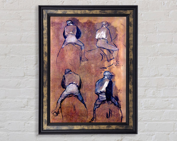 Degas Four Studies Of Jockeys Framed Print