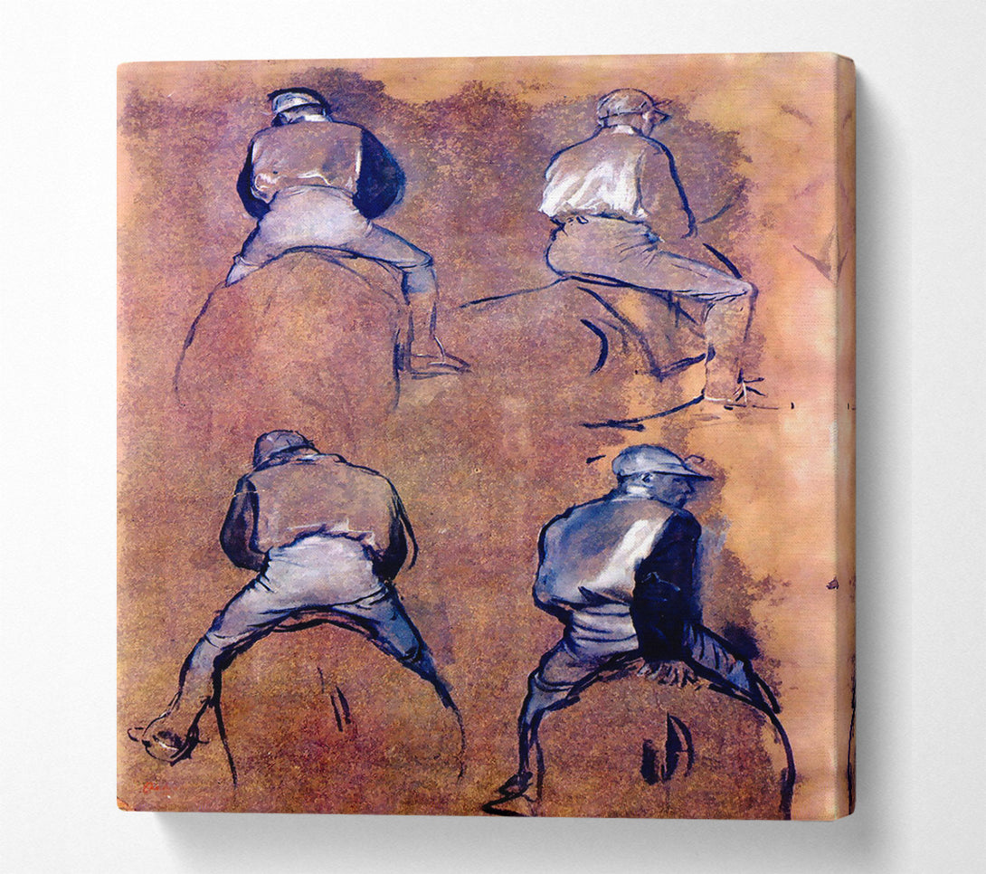  A Canvas Print of Degas Four Studies Of Jockeys Canvas Art