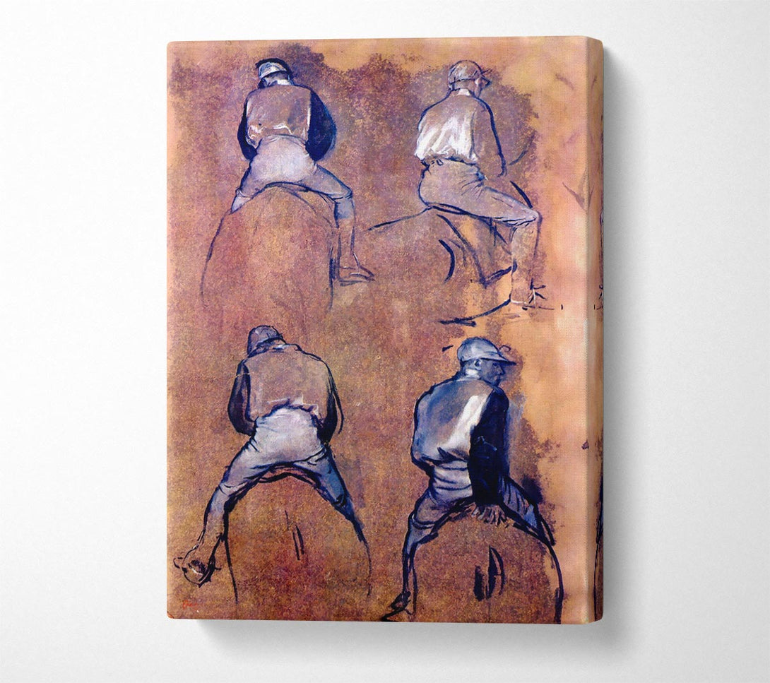  A Canvas Print of Degas Four Studies Of Jockeys Canvas Art