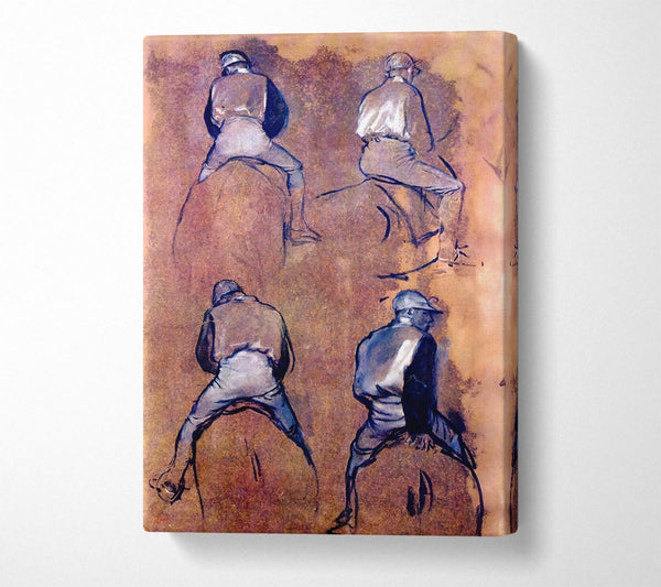  A Canvas Print of Degas Four Studies Of Jockeys Canvas Art