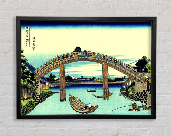 Hokusai Fuji Seen Through The Mannen Bridge Framed Print