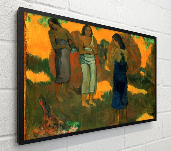 Gauguin Three Tahitain Women Against A Yellow Background