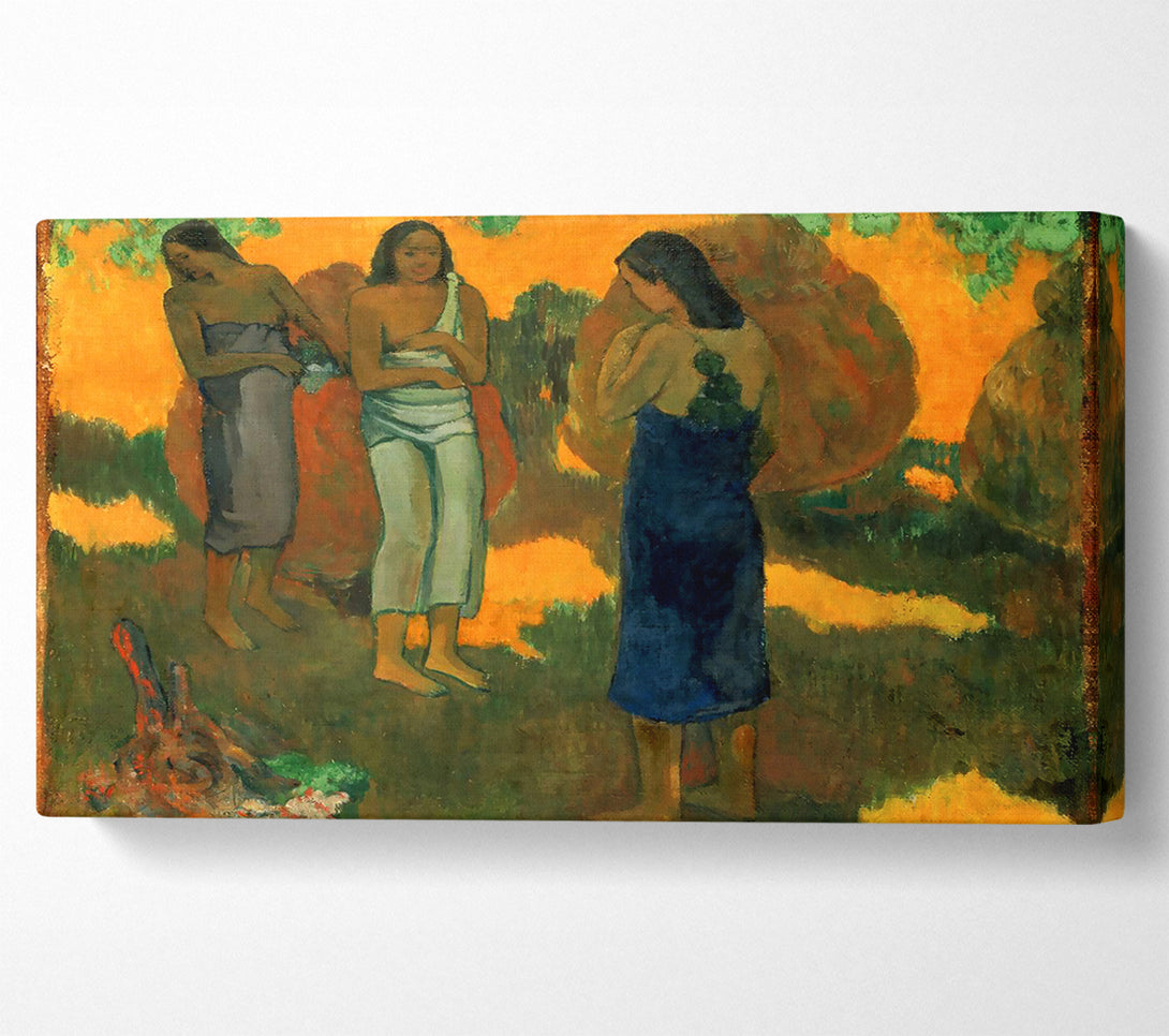  A Canvas Print of Gauguin Three Tahitain Women Against A Yellow Background Canvas Wall Art