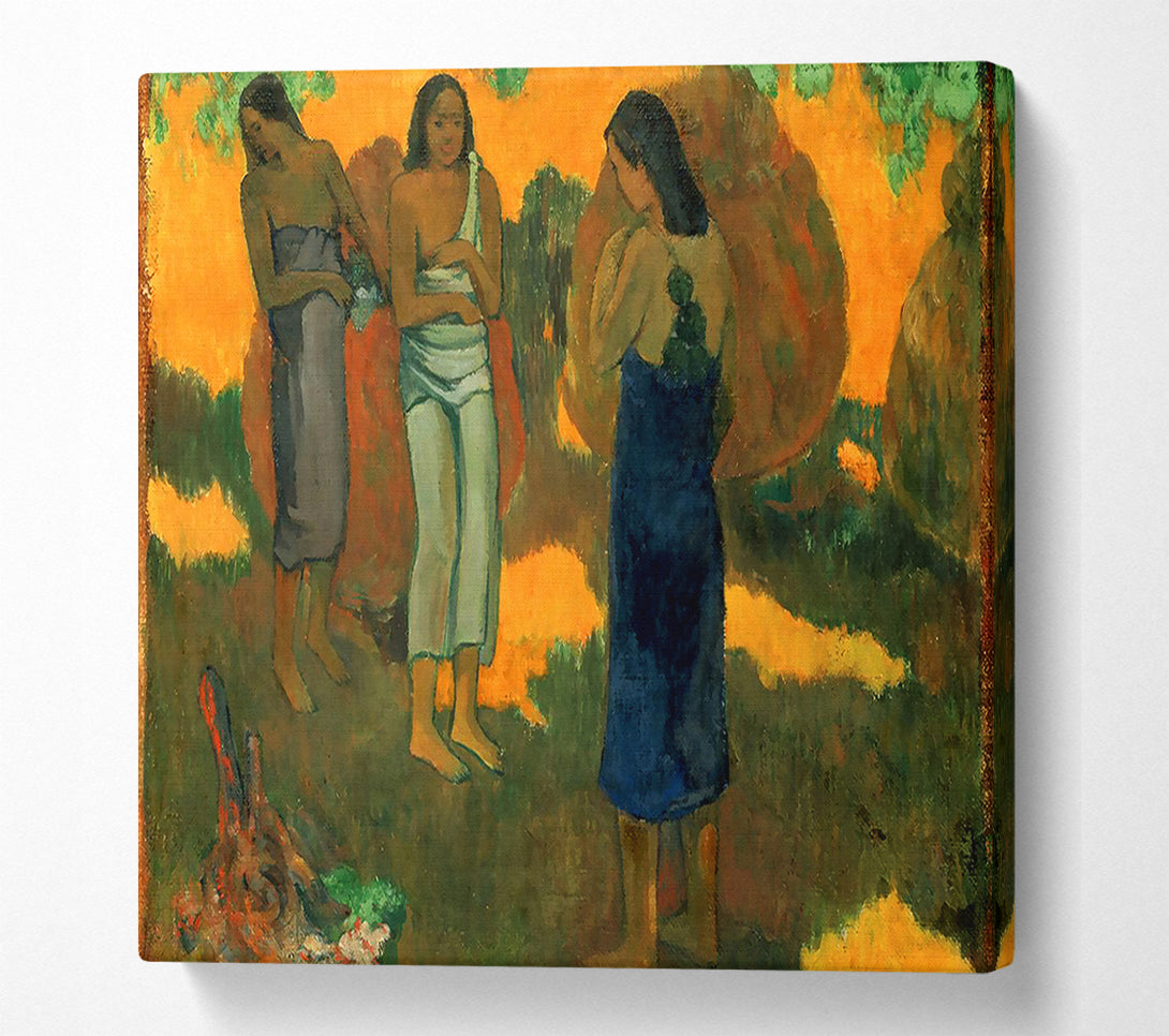  A Canvas Print of Gauguin Three Tahitain Women Against A Yellow Background Canvas Wall Art