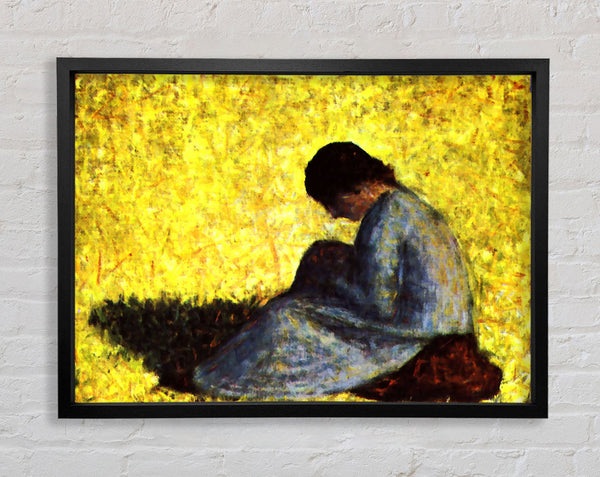 Seurat Girl Seated On The Lawn Framed Print