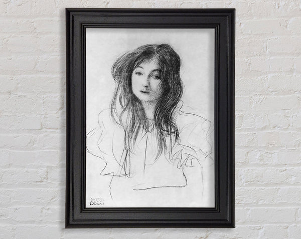 Klimt Girl With Long Hair Framed Print