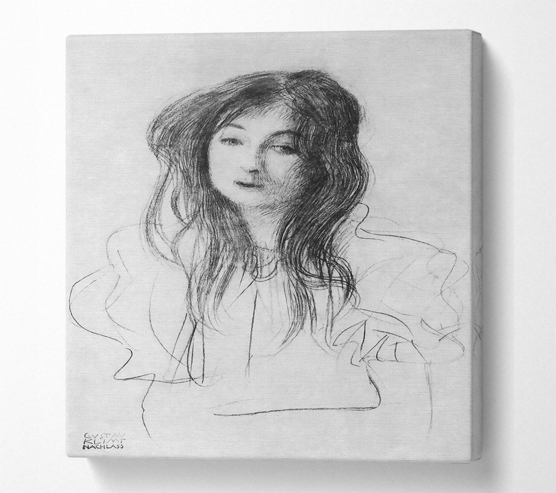  A Canvas Print of Klimt Girl With Long Hair Canvas Wall Art