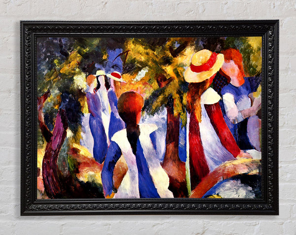 August Macke Girls In The Open Framed Print