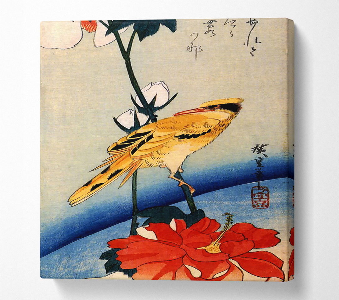  A Canvas Print of Hiroshige Golden Oriole On A Hibiscus Branch Canvas Print