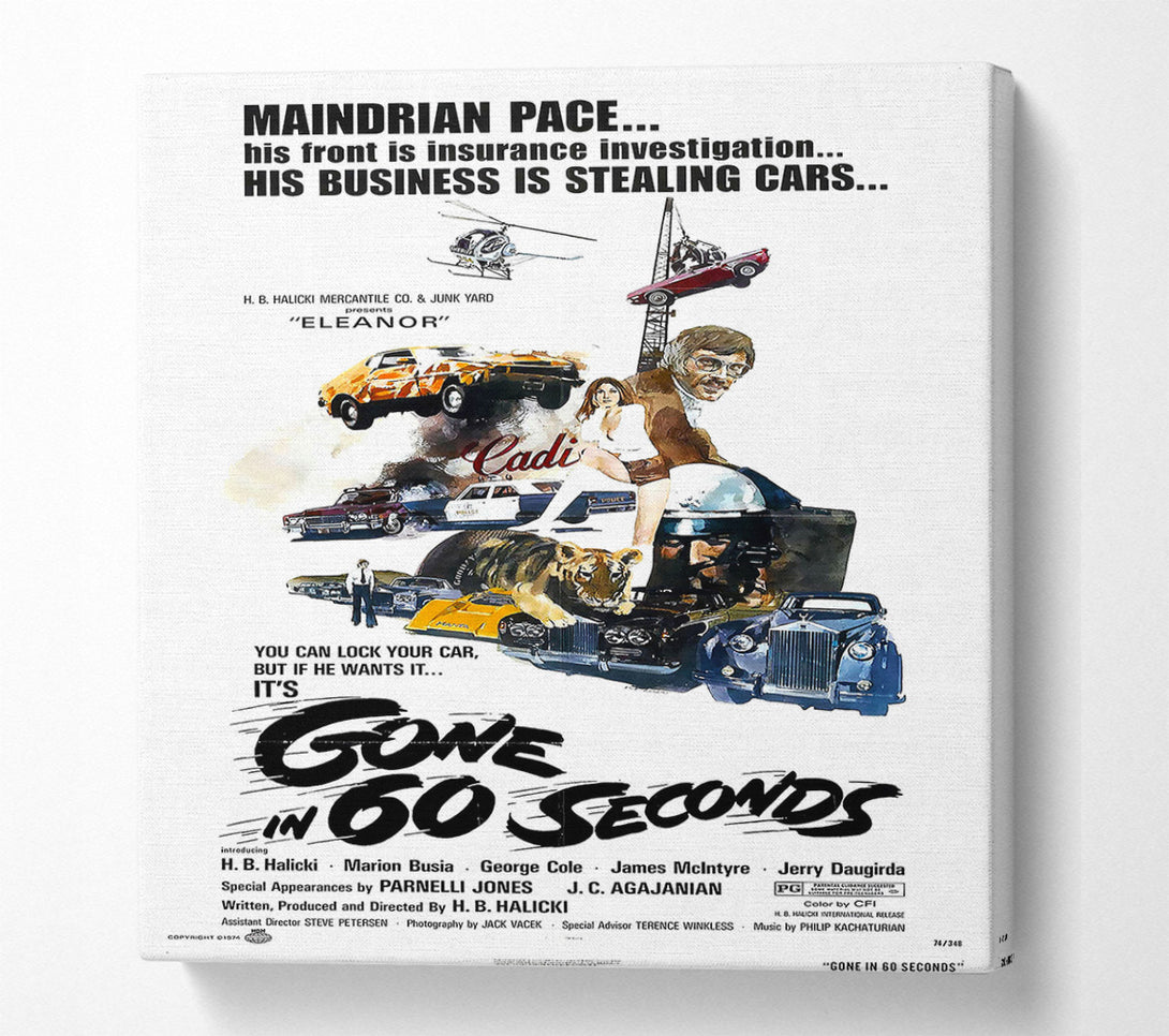  A Canvas Print of Gone In 60 Seconds Poster 1 Canvas Wall Art