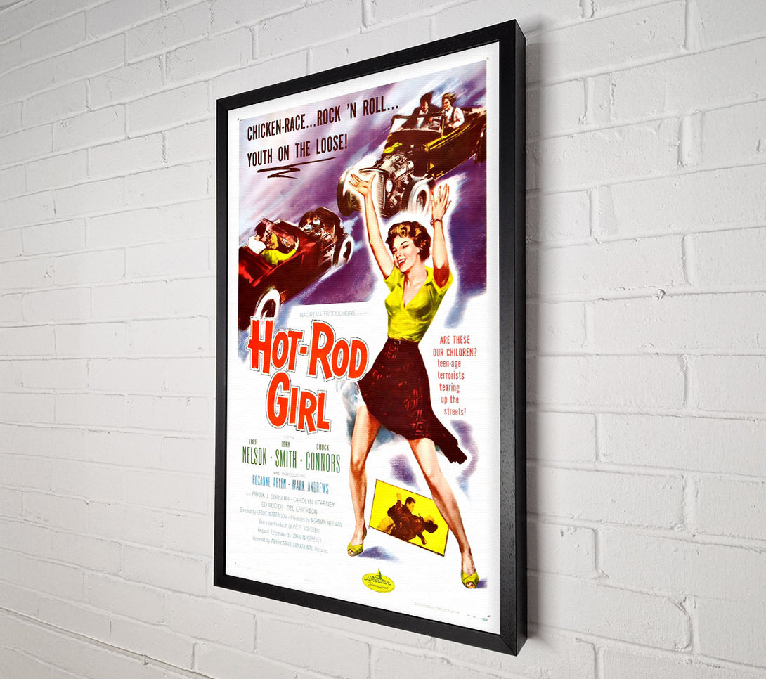  A Canvas Print of Hot Rod Girl Poster 1 Canvas Art