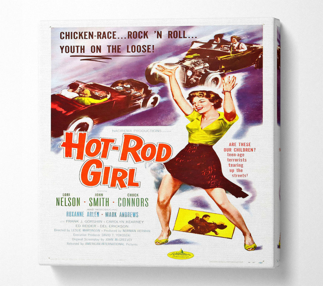  A Canvas Print of Hot Rod Girl Poster 1 Canvas Art