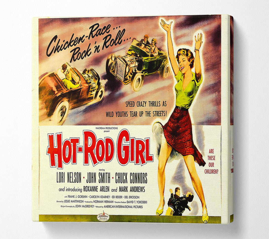  A Canvas Print of Hot Rod Girl Poster 2 Canvas Print