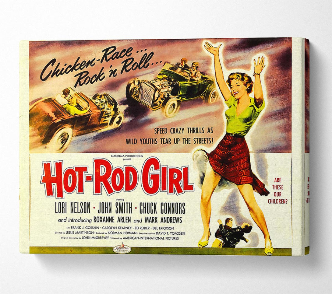  A Canvas Print of Hot Rod Girl Poster 2 Canvas Print