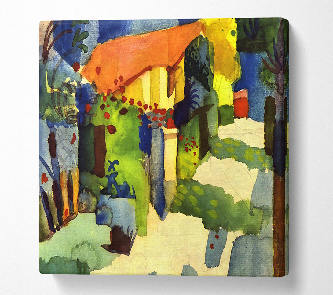  A Canvas Print of August Macke House In The Garden Canvas Print