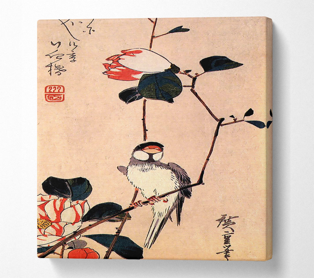  A Canvas Print of Hiroshige Java Sparrow On A Magnolia Branch Canvas Art