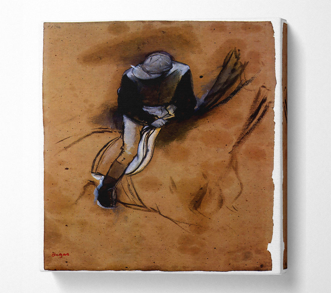  A Canvas Print of Degas Jockey Forward Flexed Standing In The Saddle Canvas Art