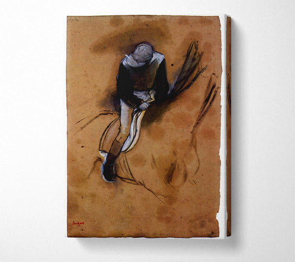 A Canvas Print of Degas Jockey Forward Flexed Standing In The Saddle Canvas Art