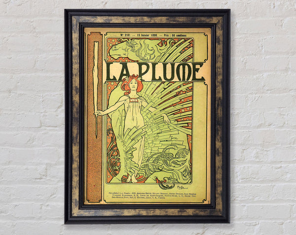 Alphonse Mucha La Plume Framed Print