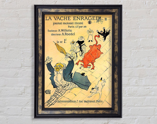 Toulouse Lautrec La Vache Enragee Framed Print