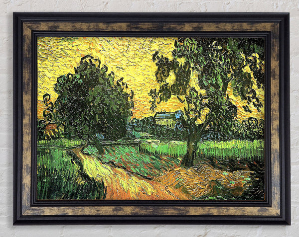 Van Gogh Landscape With Castle Auvers At Sunset Framed Print