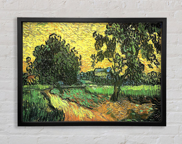Van Gogh Landscape With Castle Auvers At Sunset Framed Print