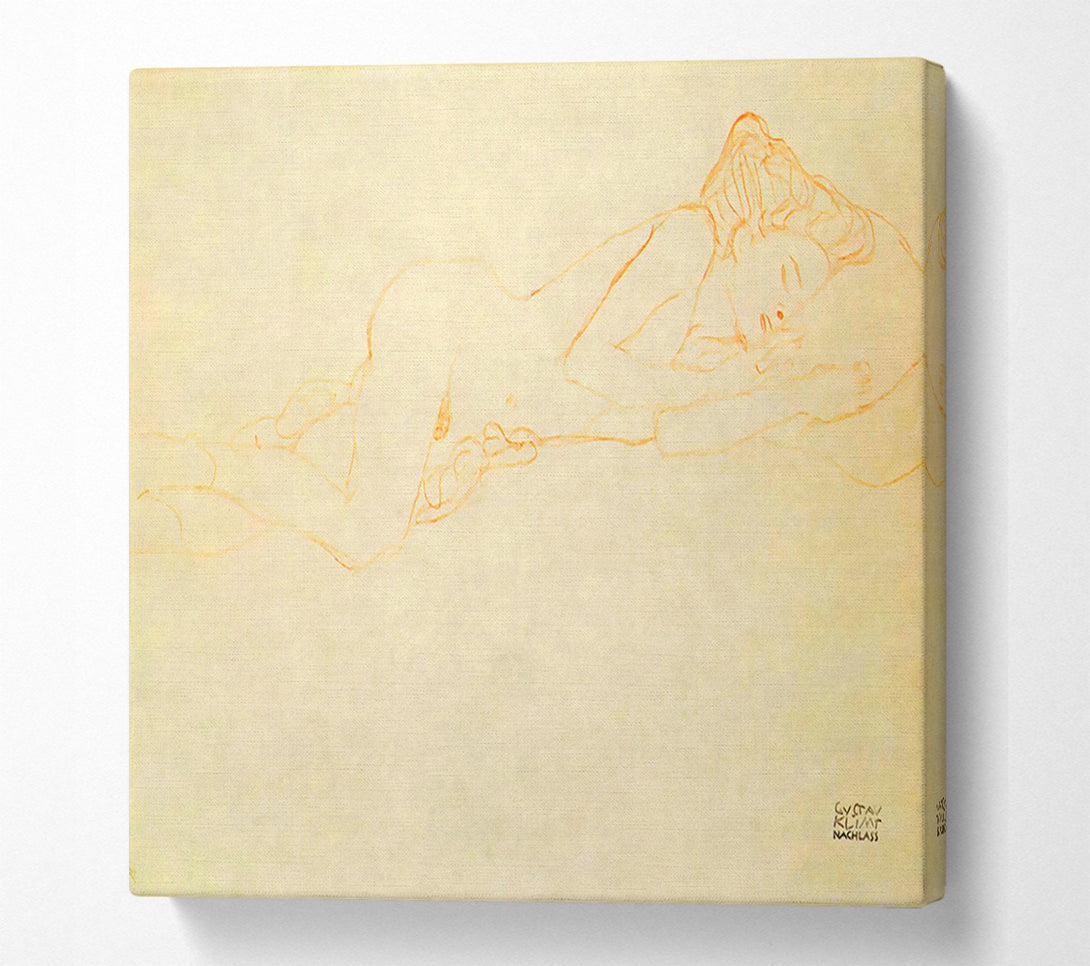  A Canvas Print of Klimt Liegender Female Nude Canvas Print