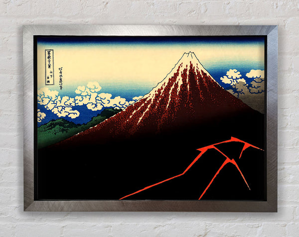 Hokusai Lightning Below The Summit Framed Print