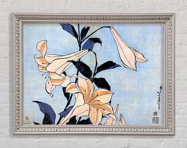 Hokusai Lilies Framed Print