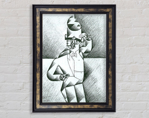 Juan Gris Man In Cafe Framed Print