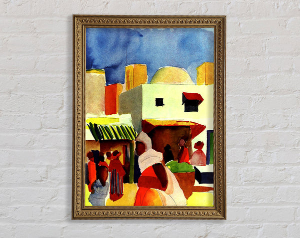 August Macke Market In Algier Framed Print