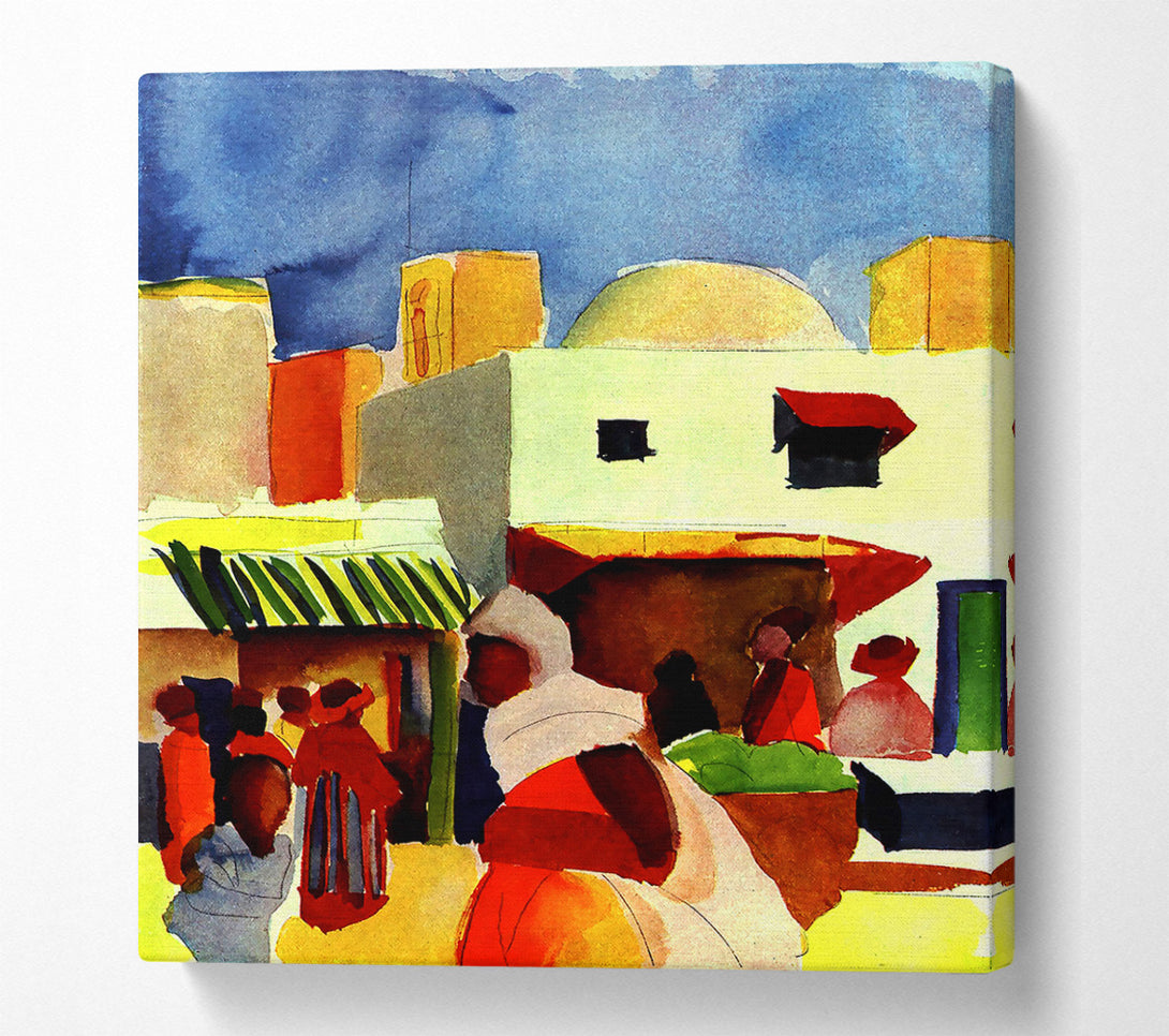  A Canvas Print of August Macke Market In Algier Canvas Print