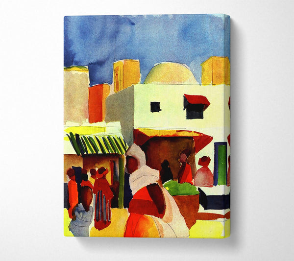  A Canvas Print of August Macke Market In Algier Canvas Print