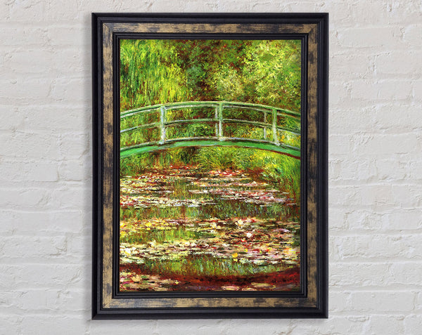 Monet Bridge Over The Sea Rose Pond Framed Print