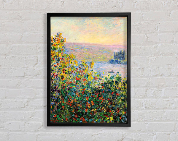 Monet Flower Beds At Vetheuil Framed Print