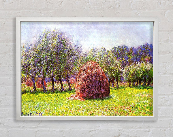Monet Heap Of Hay In The Field Framed Print