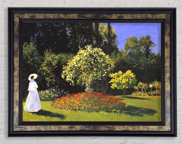 Monet Jeanne Marguerite Lecadre In The Garden Framed Print