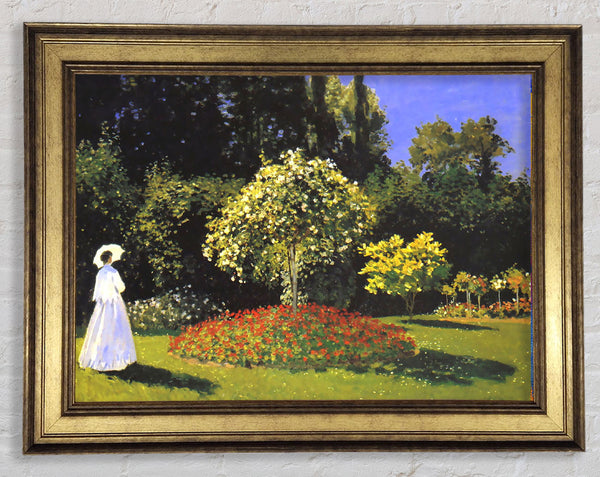 Monet Jeanne Marguerite Lecadre In The Garden Framed Print