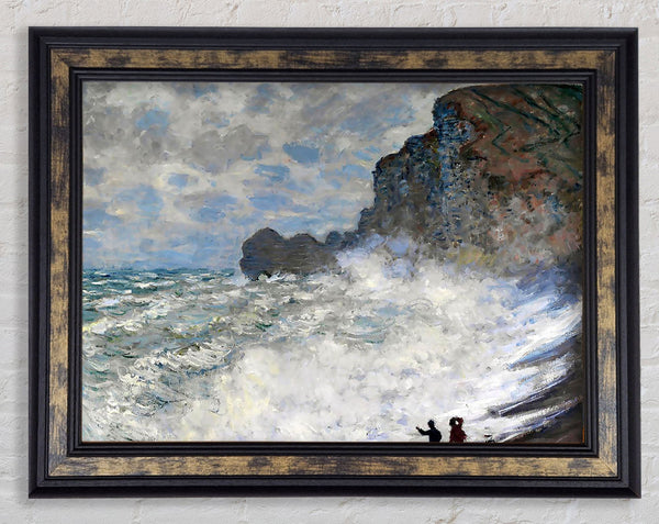 Monet Rough Weather At Etretat Framed Print
