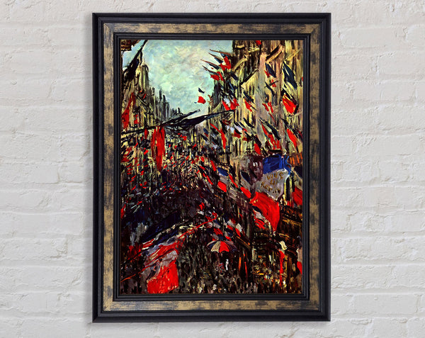 Monet Rue Staint Denis At The National Holiday Framed Print